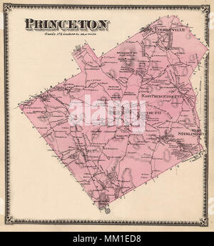 Map of Greater Princeton. 1870 Stock Photo