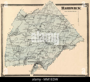 Map of Greater Hardwick. 1870 Stock Photo