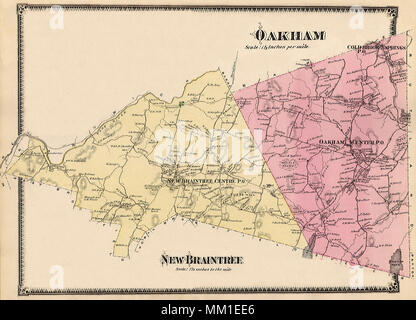 Map of greater Oakham. 1870 Stock Photo