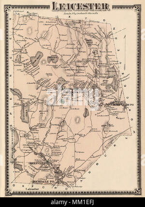 Map of Rochdale in the Town of  Leicester. 1870 Stock Photo