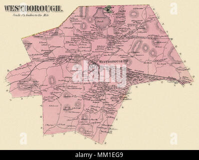 Map of Greater Westborough. 1870 Stock Photo