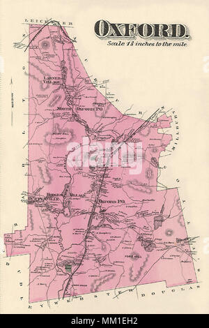 Map of Greater Oxford. 1870 Stock Photo