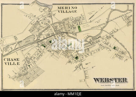 Map of greater Webster.  1870 Stock Photo