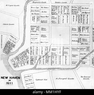 Map of New Haven. New Haven. 1641 Stock Photo - Alamy