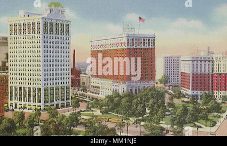 Grand Circus Park and Buildings. Detroit. 1920 Stock Photo