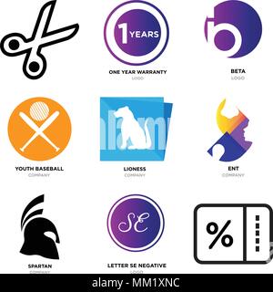 Set Of 9 simple editable icons such as Percent, SE negative, spartan, ent, lioness, youth baseball, beta, one year warranty, Scissors, can be used for Stock Vector