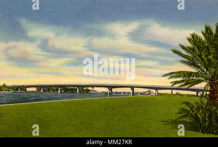 Fultz Bridge over Haulover Cut. Miami Beach. 1951 Stock Photo