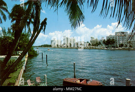 Hotel Row and Indian Creek. Miami Beach.1964 Stock Photo