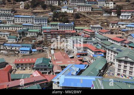 Center of Namche Bazaar, Nepal Stock Photo