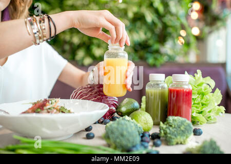 Smoothie drinks with healthy food ingredients Stock Photo