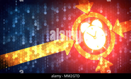 Time Concept: Alarm Clock - Sign on Dark Digital Background. Stock Photo