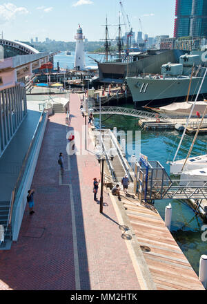 View across the Australian National Maritime Museum. Darling Harbour, Sydney Stock Photo