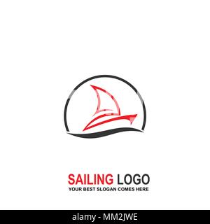 Sailing logo design, sailboat logo, vector icons. Stock Vector