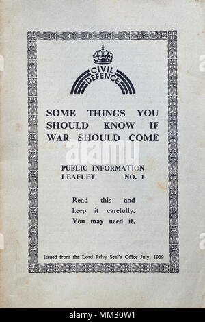 CIVIL DEFENCE, SECOND WORLD WAR, SOME THINGS TO KNOW IF WAR SHOULD COME, PUBLIC INFORMATION LEAFLET Stock Photo