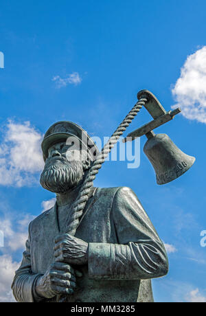 Sculpture of Captain Cat, a character from Dylan Thomas' Under Milk Wood, in Swansea Marina, South Wales Stock Photo