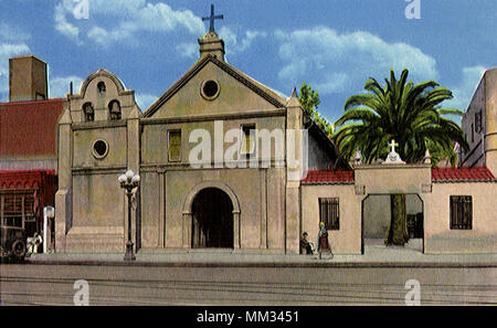 Old Mission Plaza Church. Los Angeles. 1930 Stock Photo