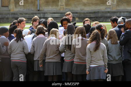 UK - America's First Lady Michelle Obama visits Oxford University with pupils from the Elizabeth Garrett Anderson secondary school for girls for a day long 'immersion experience' to highlight the importance of education. 25 May 2011 --- Image by © Paul Cunningham Stock Photo