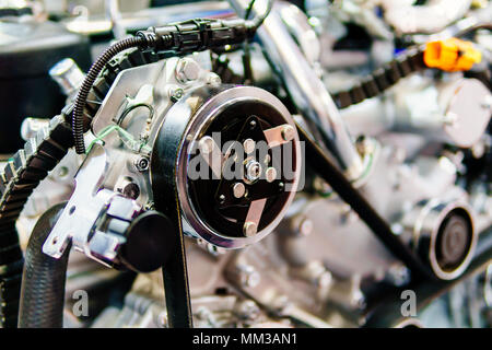 Truck Engine Motor Components In Car Service Inspection Stock Photo