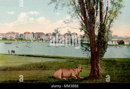 View across Lake Merritt. Oakland. 1909 Stock Photo