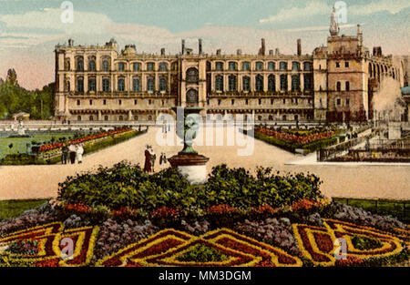 Castle Flower Bed. Saint-Germain-en-Laye. 1930 Stock Photo