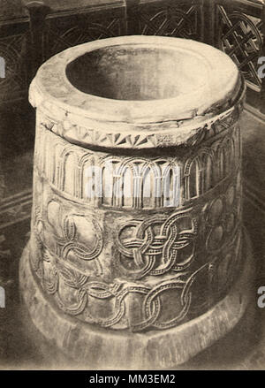 St. Martin's Church Font. Canterbury. 1930 Stock Photo