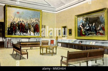 Pilgrim Hall Interior. Plymouth. 1920 Stock Photo