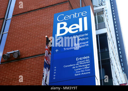 Montreal,Canada,6 May,2018.Sign indicating the Bell Centre sports complexe.Credit:Mario Beauregard/Alamy Live News. Stock Photo