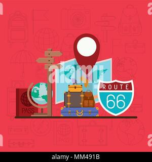 travel around the world set icons Stock Vector
