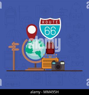 travel around the world set icons Stock Vector