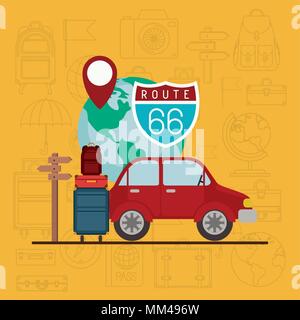 travel around the world set icons Stock Vector