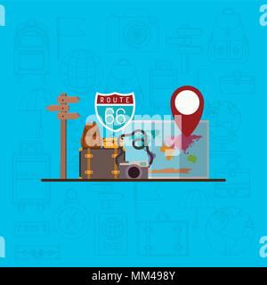 travel around the world set icons Stock Vector