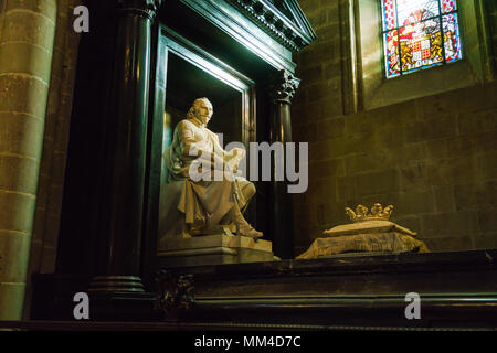 Geneva, Switzerland - October 18, 2017: Interior of St. Pierre Cathedral, adopted home church of John Calvin, one of the leaders of the Protestant Ref Stock Photo