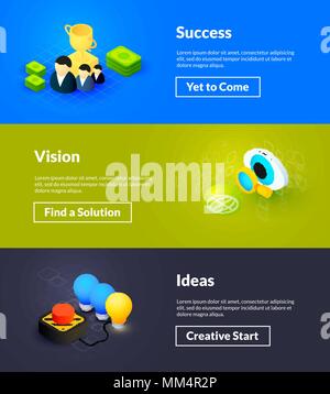 Success vision and ideas banners of isometric color design Stock Vector