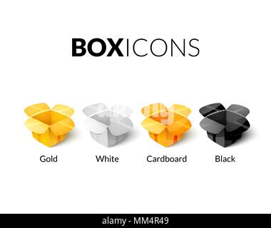 Empty cardboard packaging, open box icon in cartoon style Stock Vector