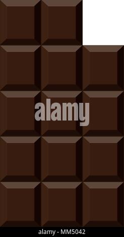Chocolate bar isolated on white background. Top view. Vector. Stock Vector