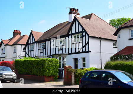 A traditional semi-detached dwelling house in Beulah Road, Rhiwbina Garden Village, Cardiff,S.Wales Stock Photo