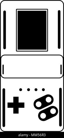 Portable videogame console technology on black and white Stock Vector
