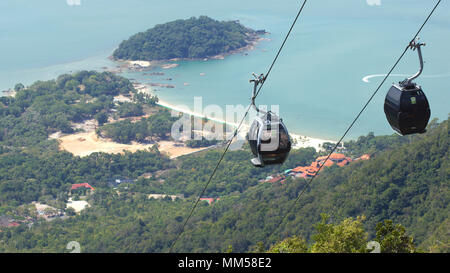 PULAU LANGKAWI, MALAYSIA - APR 8th 2015: The Langkawi Cable Car, also known as SkyCab, is one of the major attractions of the Island. Stock Photo