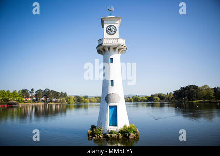 The iconic clock tower in Roath park, the best park in Wales. Stock Photo