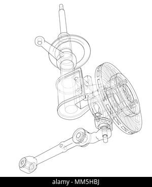 Car dampers with brake disc outline. Vector Stock Vector