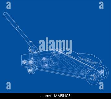 Hydraulic floor jack outline. Vector Stock Vector