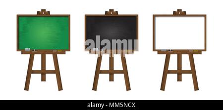 Set of realistic vector blackboard , greenboard and whiteboard . Stock Vector