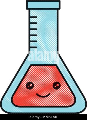 cartoon kawaii laboratory test tube happy vector illustration Stock Vector