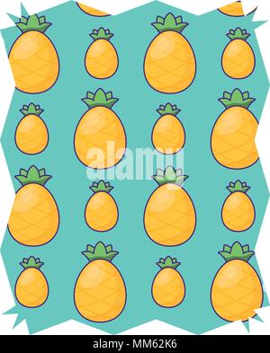 abstract frame with pineapples pattern over white background, vector illustration Stock Vector