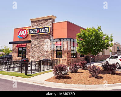 Exterior entrance to a Dairy Queen, DQ, Grill and Chill fast food restaurant in Montgomery, Alabama USA. Stock Photo