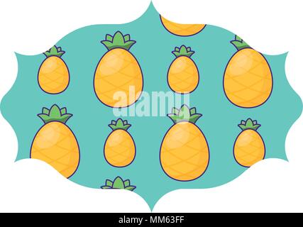 arabic frame with pineapples pattern over white background, vector illustration Stock Vector