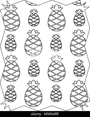 abstract frame with pineapples pattern over white background, vector illustration Stock Vector