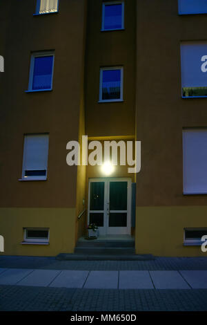 Frankfurt in Oder. Residential areas in evening, street lights, deserted streets, night city, unfrequented street, bedroom suburb Stock Photo