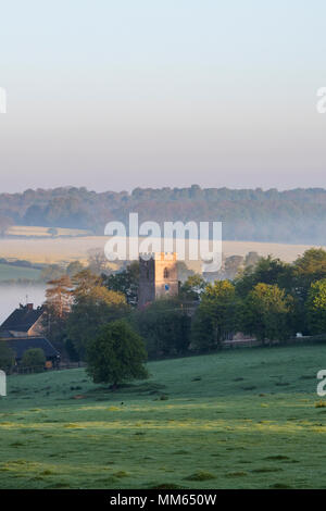 St Marys Church Upper Heyford in spring at sunrise. Upper Heyford, Oxfordshire, England Stock Photo