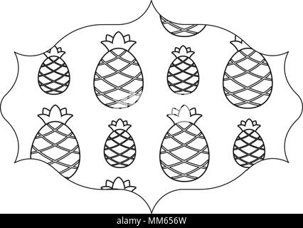 arabic frame with pineapples pattern over white background, vector illustration Stock Vector